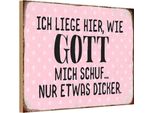 Vianmo Insegna In Legno 12X18 Cm Liege Hier Wie Gott Mich Schuf