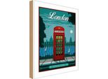 Vianmo Insegna In Legno 30X20 Cm London Red Telephone England Telefon