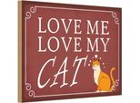 Vianmo Insegna In Legno 12X18 Cm Love Me Love My Cat Katze
