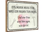 Vianmo Insegna In Legno 12X18 Cm Mann Muss Tun Frau Wird Sagen