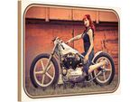 Vianmo Insegna In Legno 12X18 Cm Motorrad Biker Girl Frau Pin Up
