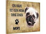 Vianmo Insegna In Legno 12X18 Cm Mops Hund