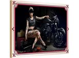 Vianmo Insegna In Legno 20X30 Cm Motorrad Bike Girl Pinup Frau Tattoo