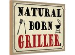 Vianmo Insegna In Legno 12X18 Cm Natural Born Griller Grillen