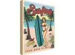 Vianmo Insegna In Legno 18X12 Cm Pin Up Surfing Girl Sommer Party
