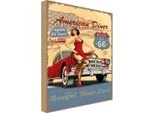 Vianmo Insegna In Legno 30X20 Cm Pinup American Diner Breakfast