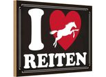 Vianmo Insegna In Legno 12X18 Cm Pferde I Love Reiten Herz