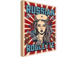 Vianmo Insegna In Legno 18X12 Cm Pinup Russian Roulette