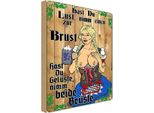 Vianmo Insegna In Legno 18X12 Cm Pinup Nimm Einen Zur Brust Alkohol Bier