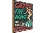 Vianmo Insegna In Legno 30X20 Cm Pinup Surfing Girl Los Angeles Sommer
