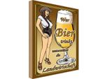 Vianmo Insegna In Legno 18X12 Cm Pinup Wer Bier Trinkt UnterstüTzt Land