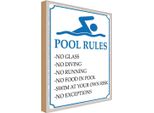 Vianmo Insegna In Legno 30X20 Cm Pool Rules No Glass No Diving