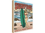 Vianmo Insegna In Legno 18X12 Cm Pinup Surfing Girl Paradise Sommer
