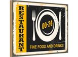 Vianmo Insegna In Legno 12X18 Cm Restaurant Essen Fine Food Drinks