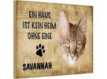 Vianmo Insegna In Legno 12X18 Cm Savannah Katze Ohne Kein Heim