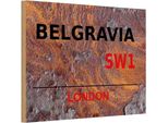 Vianmo Insegna In Legno 12X18 Cm Street Belgravia SW1
