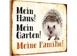 Vianmo Insegna In Legno 12X18 Cm Tiere Igel Mein Haus Garten Familie