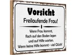 Vianmo Insegna In Legno 20X30 Cm Vorsicht Freilaufende Frau