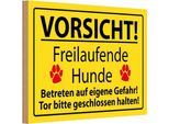 Vianmo Insegna In Legno 12X18 Cm Vorsicht Freilaufende Hunde
