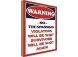 Vianmo Insegna In Legno 18X12 Cm Warning No Trespadding