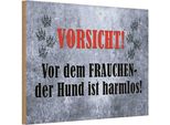 Vianmo Insegna In Legno 20X30 Cm Vorsicht Frau Hund Harmlos