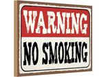 Vianmo Insegna In Legno 20X30 Cm Warning No Smoking