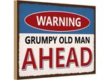 Vianmo Insegna In Legno 20X30 Cm Warning Grumpy Old Man Ahead