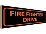 Vianmo Insegna In Legno 10X27 Cm Fire Fighter Drive