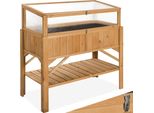 Tectake® Hochbeet, Aus Holz, Mit Ablage Und FrüHbeet-Aufsatz, Hohlkammerplatten Und Arretierbares Dach, FüLlmenge 130 L, 119 X 57 X 124 Cm
