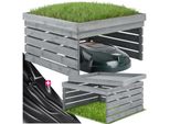 Tectake® RasenmäHer-Roboter-Garage , Gebeizte Kiefernlatten, Wetterfest, Dach Zum Bepflanzen, 84 X 78 X 46 Cm