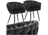 Tectake® Set Esszimmerstuhl, Gepolstert, Mit Samtbezug, Knotendesign, Schlanke Stahlbeine, 60,5 X 55 X 75 Cm