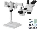 Vevor 3.5X-90X Microscopio Stereo Zoom Trinoculare Simulato In Lega Al-Zn Microscopio Stereo Trinoculare Ruotabile A 360 Gradi Supporto A Doppio Braccio Video Microscopio Da Laboratorio Due Supporti Regolabili In Altezza Accessori