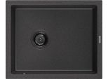 Mexen Pedro Lavello In Granito 1-Vasca 560 X 460 Mm, Nero Punteggiato, Sifone Nero - 6508561000-76-B