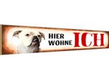 Vianmo Insegna In Legno 10X46 Cm Bulldogge Hund Hier Wohne
