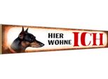 Vianmo Insegna In Legno 10X46 Cm Dobermann Hund Hier Wohne