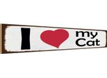 Vianmo Insegna In Legno 10X46 Cm I Love My Cat Herz Katze