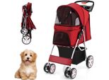 Costway Passeggino Per Cani Fino A 15 Kg, Passeggino Per Cani Con Finestre A Rete E Portabicchieri E Rimorchio, Passeggino Per Cani Piccoli E Gatti (Rosso)