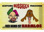 Vianmo Insegna Di Latta 12X18 Cm Achtung Bissiges Frauchen Hund
