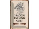 Vianmo Insegna Di Latta 30X20 Cm Dragons Parking Only