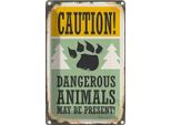 Vianmo Insegna Di Latta 30X20 Cm Caution Dangerous Animals