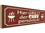 Vianmo Insegna In Legno 10X27 Cm Hier Grillt Der Chef PersöNlich