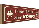Vianmo Insegna In Legno 10X27 Cm Hier Grillt Der KöNig