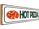 Vianmo Insegna In Legno 10X27 Cm Hot Pizza Fast Food