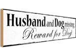 Vianmo Insegna In Legno 10X27 Cm Husband And Dog Missing Reward