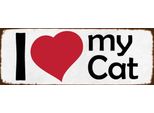Vianmo Insegna In Legno 10X27 Cm I Love My Cat Herz Katze