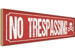 Vianmo Insegna In Legno 10X27 Cm No Trespassing