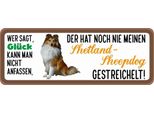 Vianmo Insegna In Legno 10X27 Cm Shetland Sheepdog Hund Gestreichelt