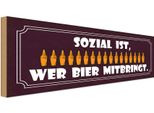 Vianmo Insegna In Legno 10X27 Cm Sozial Wer Bier Mitbringt