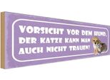 Vianmo Insegna In Legno 10X27 Cm Vorsicht Hund Katze Kann Auch