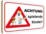 Vianmo Insegna In Legno 30X40 Cm Achtung Spielende Kinder